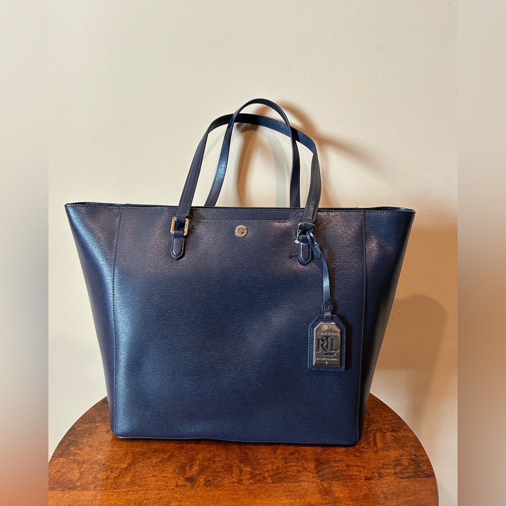 Lauren Ralph Lauren Deep Blue Leather Tote